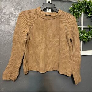 Quince women’s Medium organic cotton fisherman crew sweater carmel